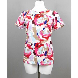 Tracy Anderson For G.I.L.I. Short Sleeve Crew Neck T-Shirt, Multi, Floral, M